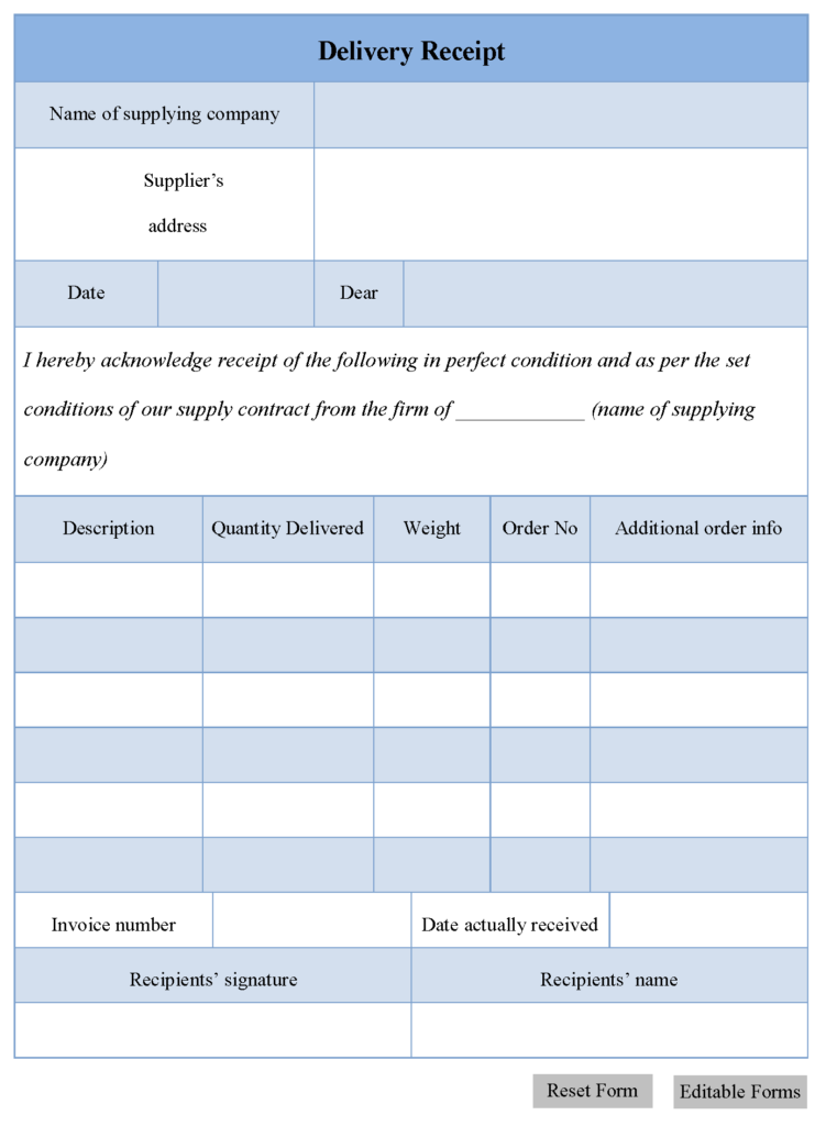 Delivery Receipt Template