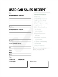 Printable Car Sales Receipt Template