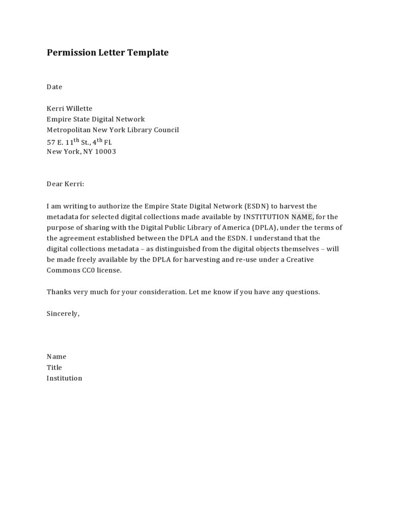 Printable Permission Letter Template