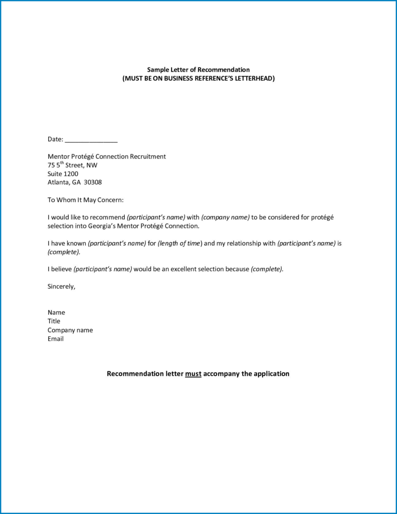 Letterhead For Letter of Recommendation