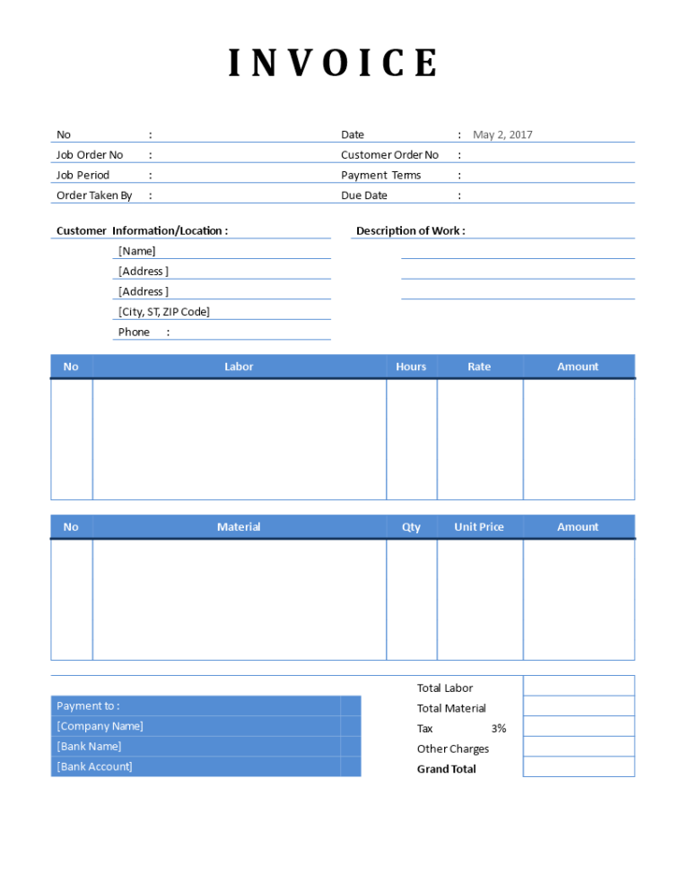 Printable Plumbing Receipt Template