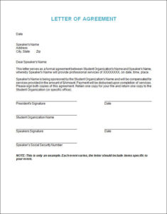 Agreement Letter Template Between Two Parties