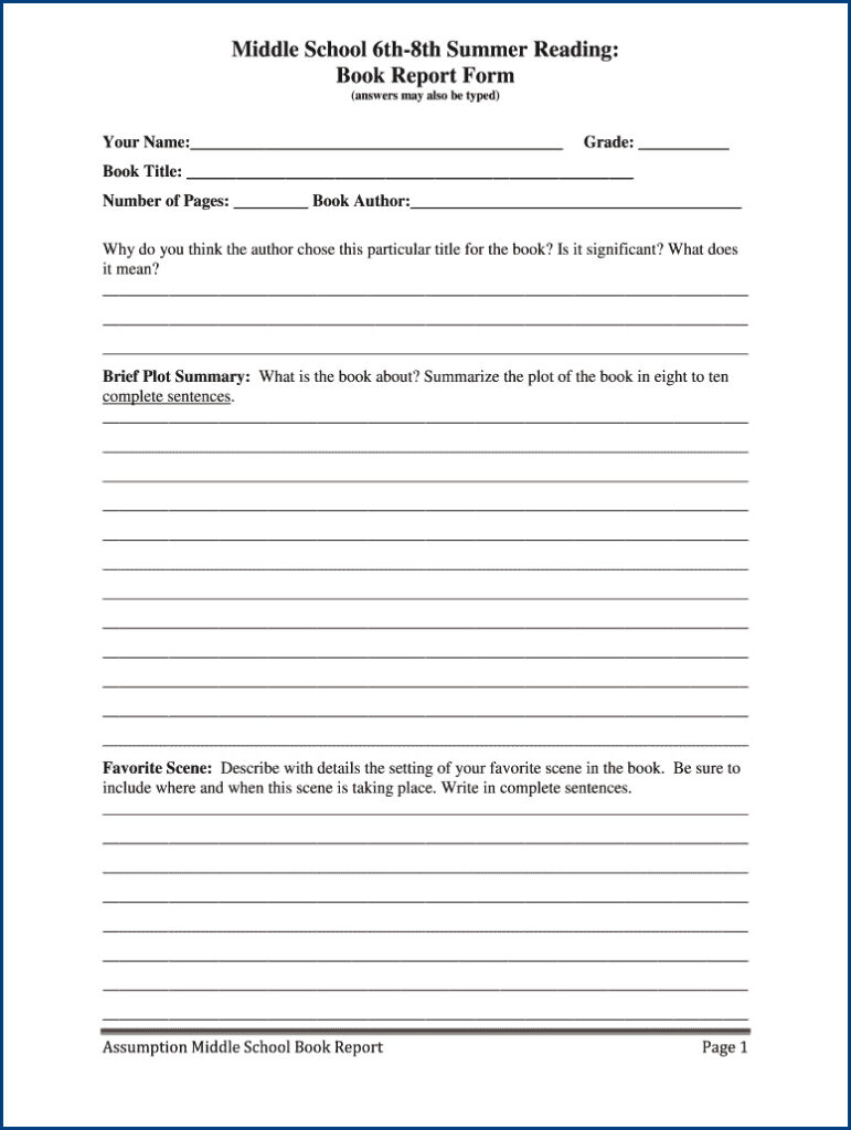 Book Report Template for 6th Graders (With Examples)