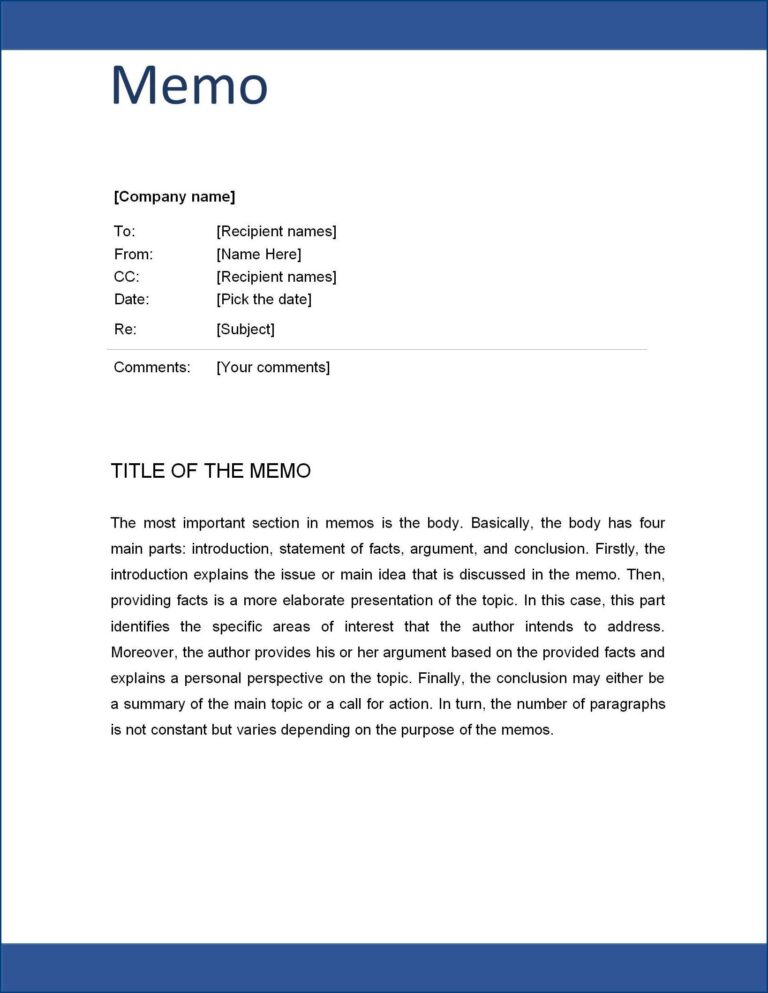 Business Memo Template (Ready To Use)