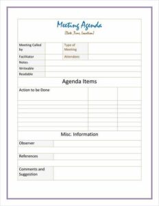 Free Printable Conference Meeting Agenda Template