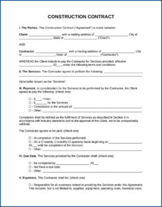 Construction Contractor Agreement Template (Free Editable)