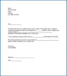 30 Day Notice Letter Template To Tenant To Move Out