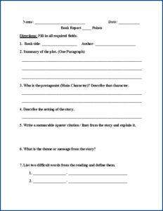 Book Report Template for 6th Graders (With Examples)