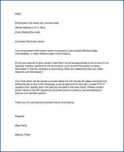 Employment Termination Letter Template