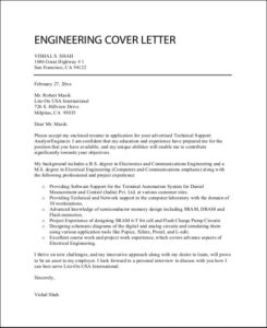 Engineers Cover Letter Template