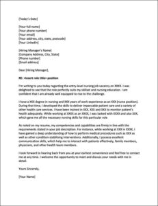 Nursing Cover Letter Template (Free Printable)