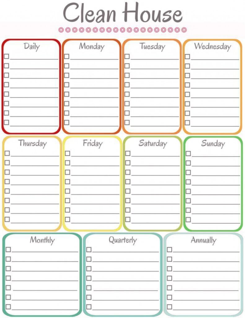 Weekly Cleaning Schedule Template