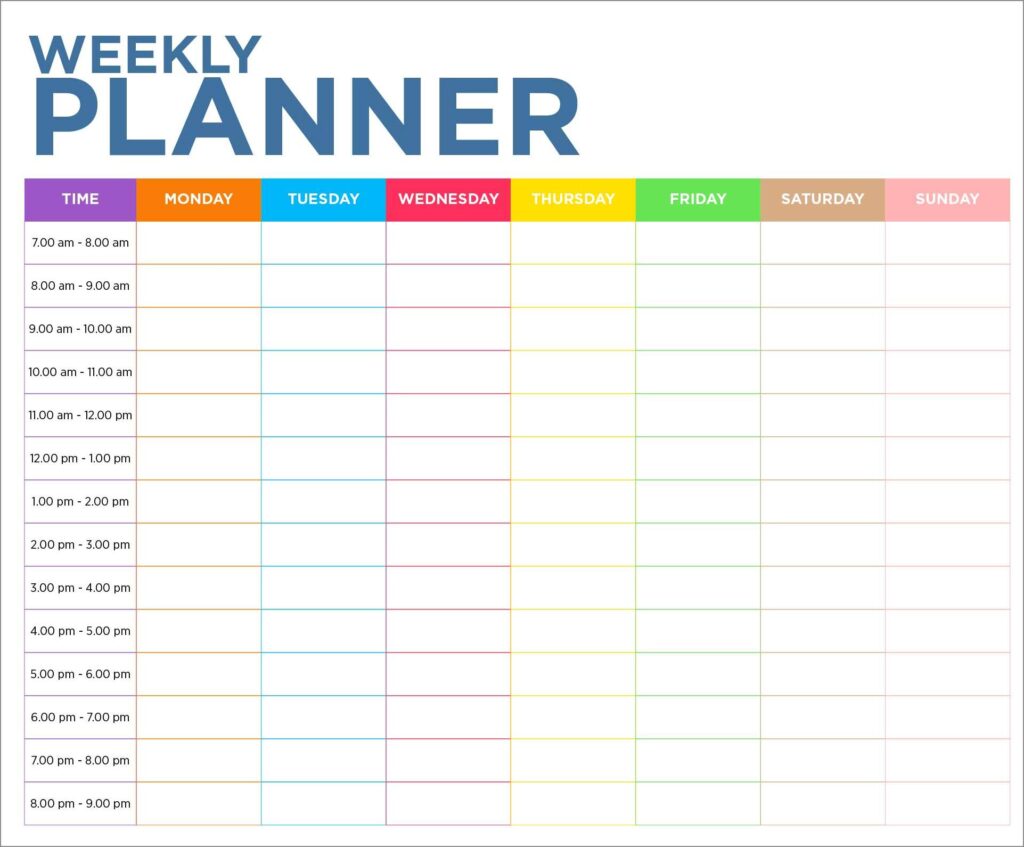 Free Printable Weekly Schedule Template By Hour