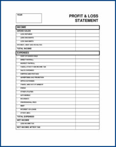 Year-To-Date Profit and Loss Statement Template