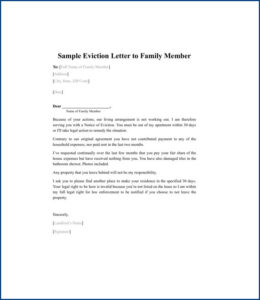 Family Member Eviction Notice Letter Template