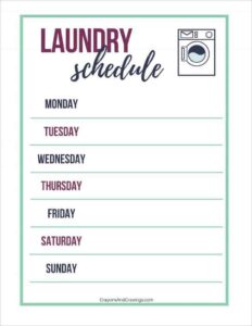 Printable Laundry Schedule Template