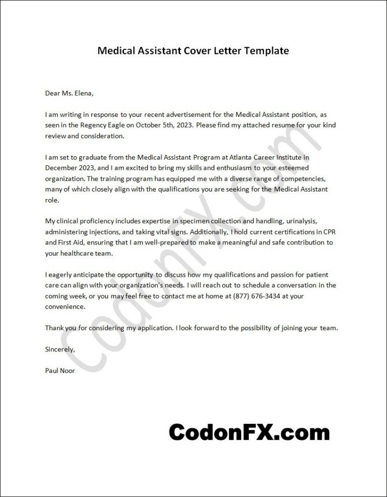 Medical Assistant Cover Letter Template (With Example)