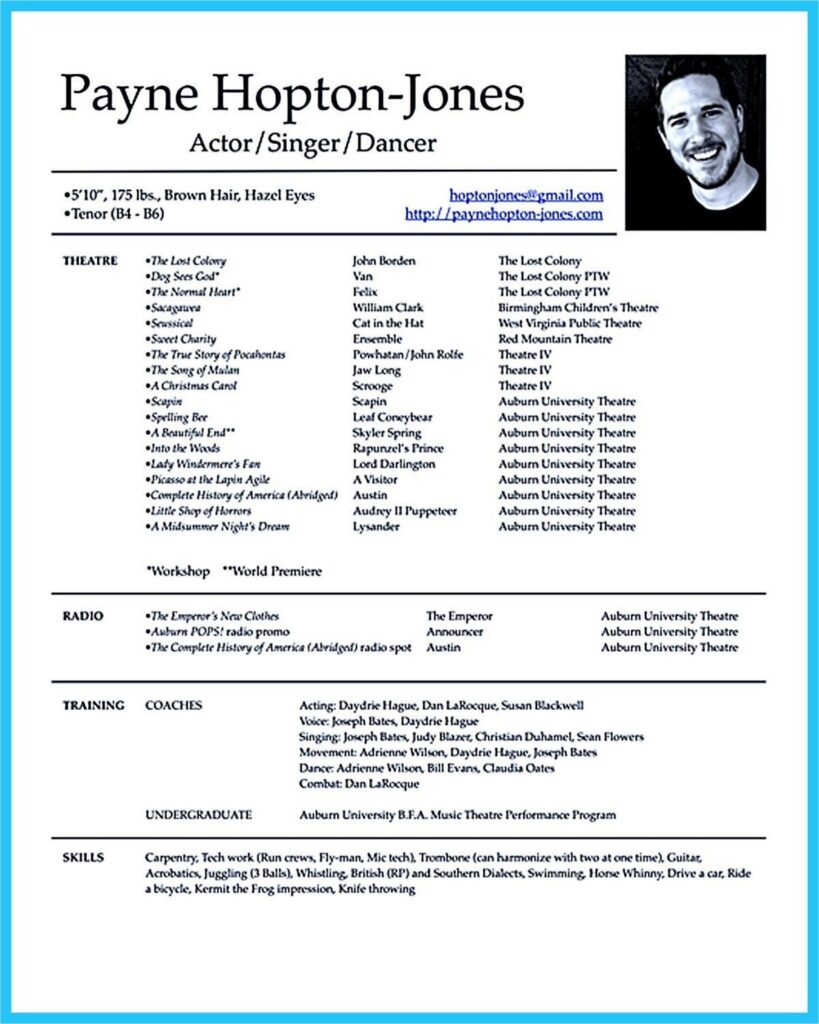 youth theater resume template