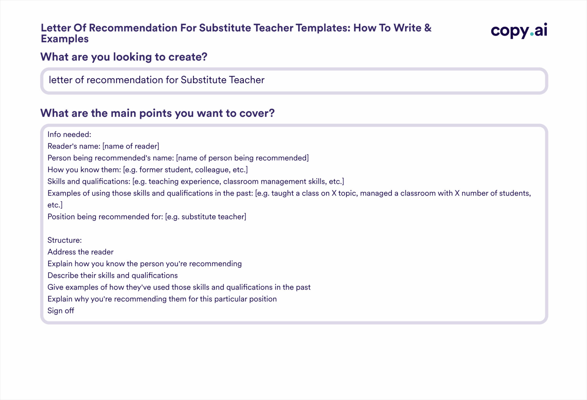 Recommendation Letter Template For Substitute Teacher