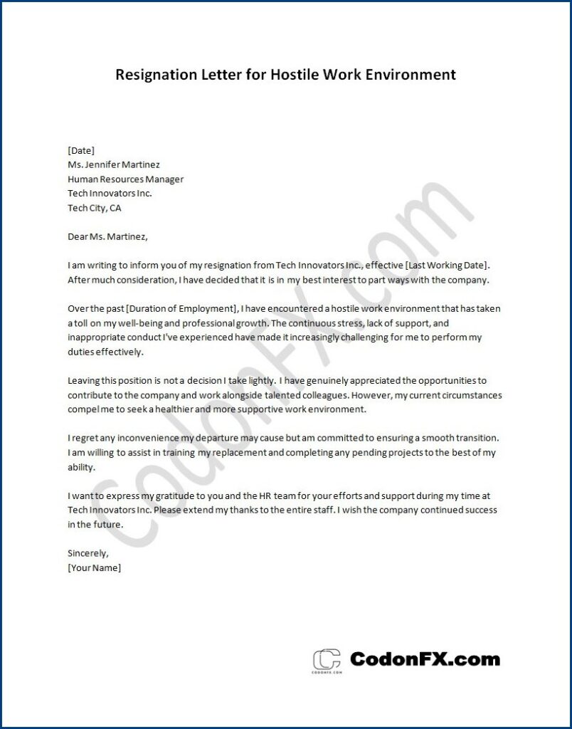 resignation-letter-template-for-hostile-work-environment