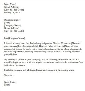 Retirement Resignation Letter Template (with Sample)