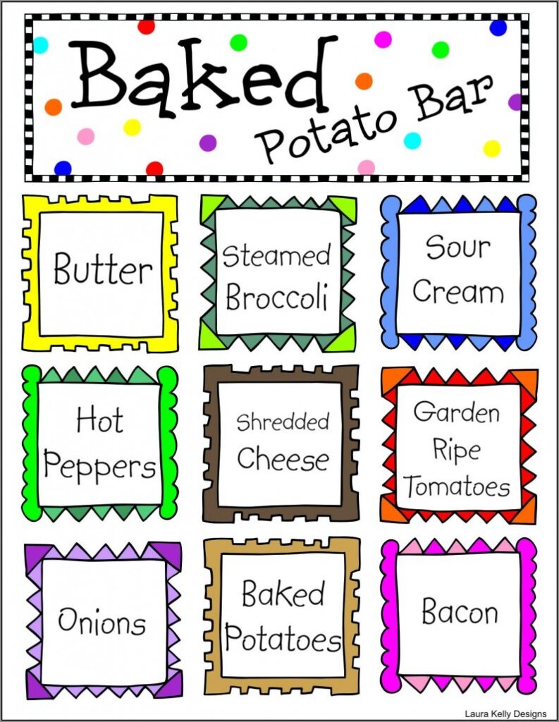 Baked Potato Bar SignUp Sheet Template