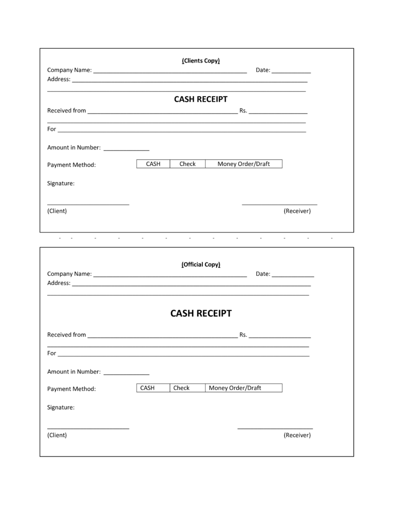 Printable Cash Receipt Template