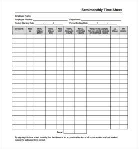 Free Printable Semi Monthly Timesheet Template [Excel]