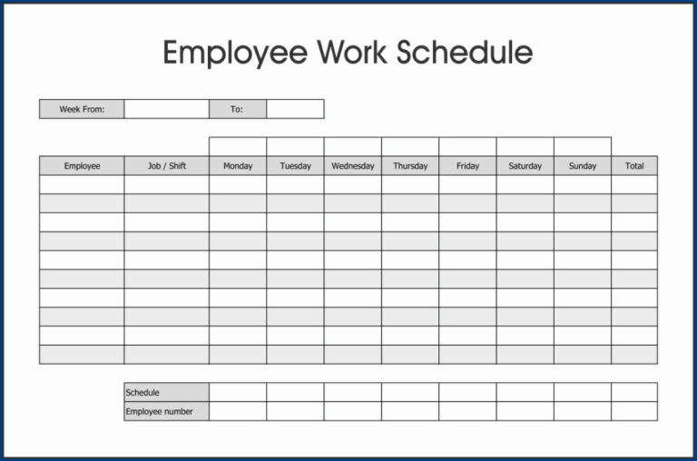 Employee Monthly Schedule Template Ready To Use 1648