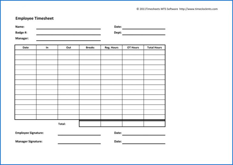 Timesheet Template For Software Development [Excel]