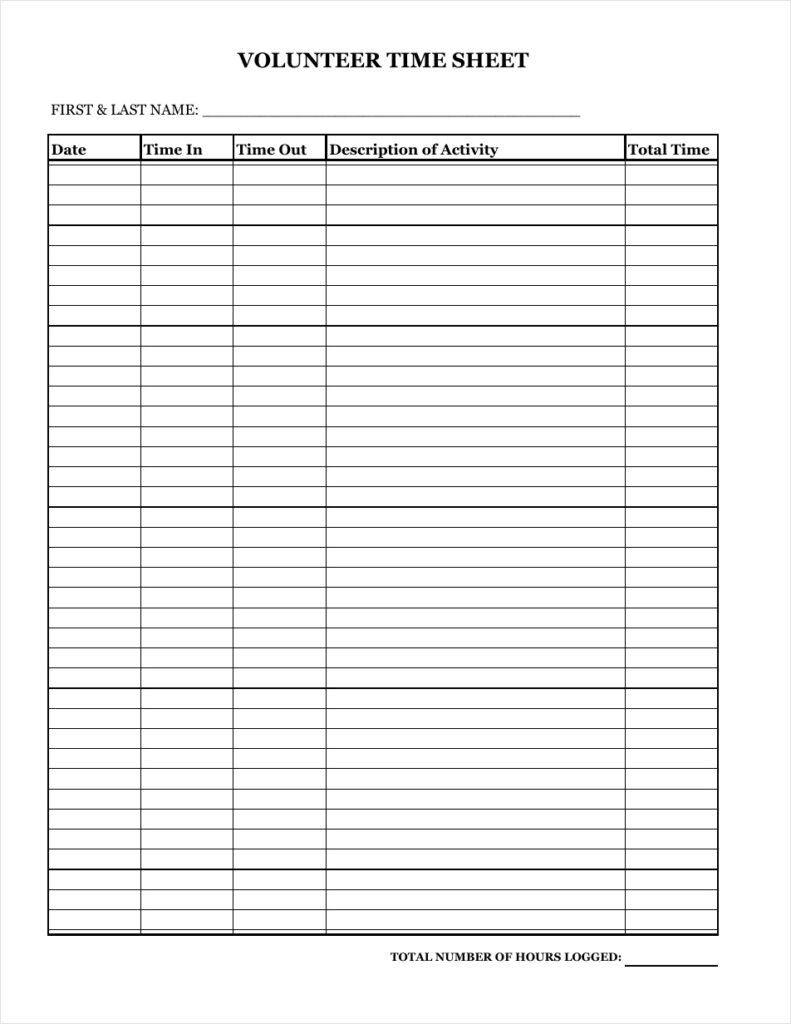 free-printable-volunteer-timesheet-template