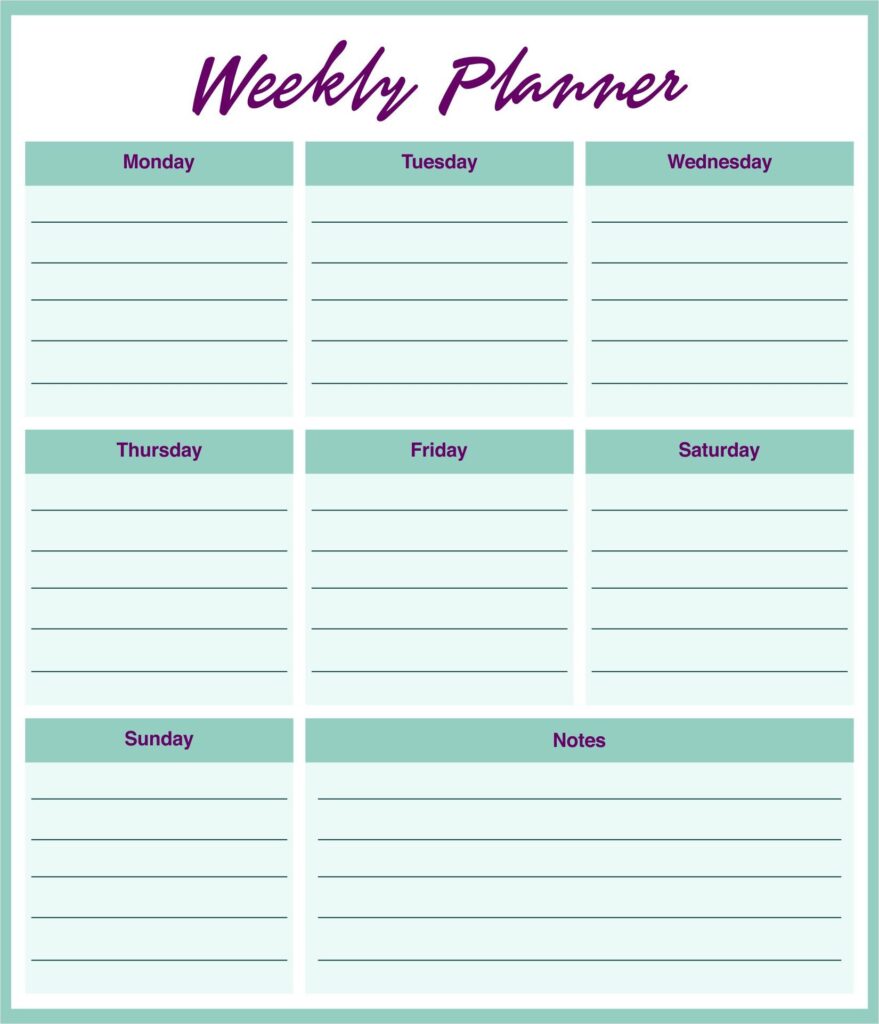 Free Printable Weekly Student Planner Template